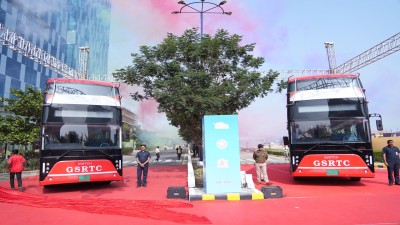 GSRTC flags off SWITCH EiV 22 Double Decker buses as part of order for  Sustainable Urban Transit in Gujarat